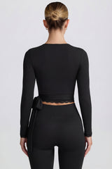Soft Jersey Wrap Top in Black