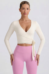 Soft Jersey Wrap Top in Ivory