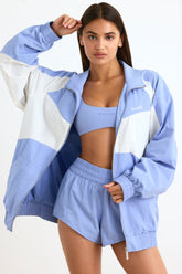 Water-Repellent Colourblock Track Jacket in Lavender Blue