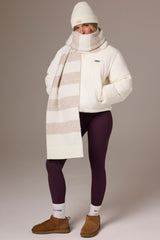 Knitted Striped Scarf in Ivory