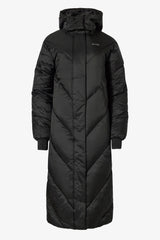 Waterproof Hooded Long Parka Coat in Black