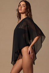 Sheer Poncho in Black