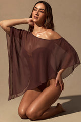 Sheer Poncho in Espresso Brown