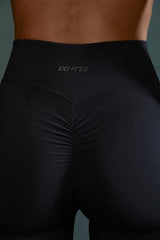 Lightweight Seamless Wrap-Over High-Waist Leggings in Black
