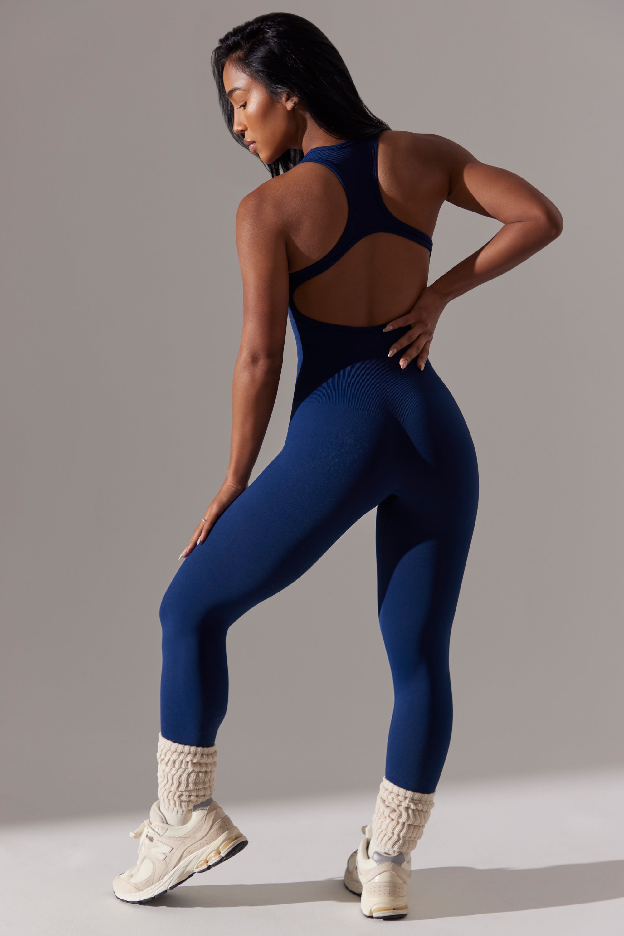 Full Length Cut-Out Jumpsuit in Navy
