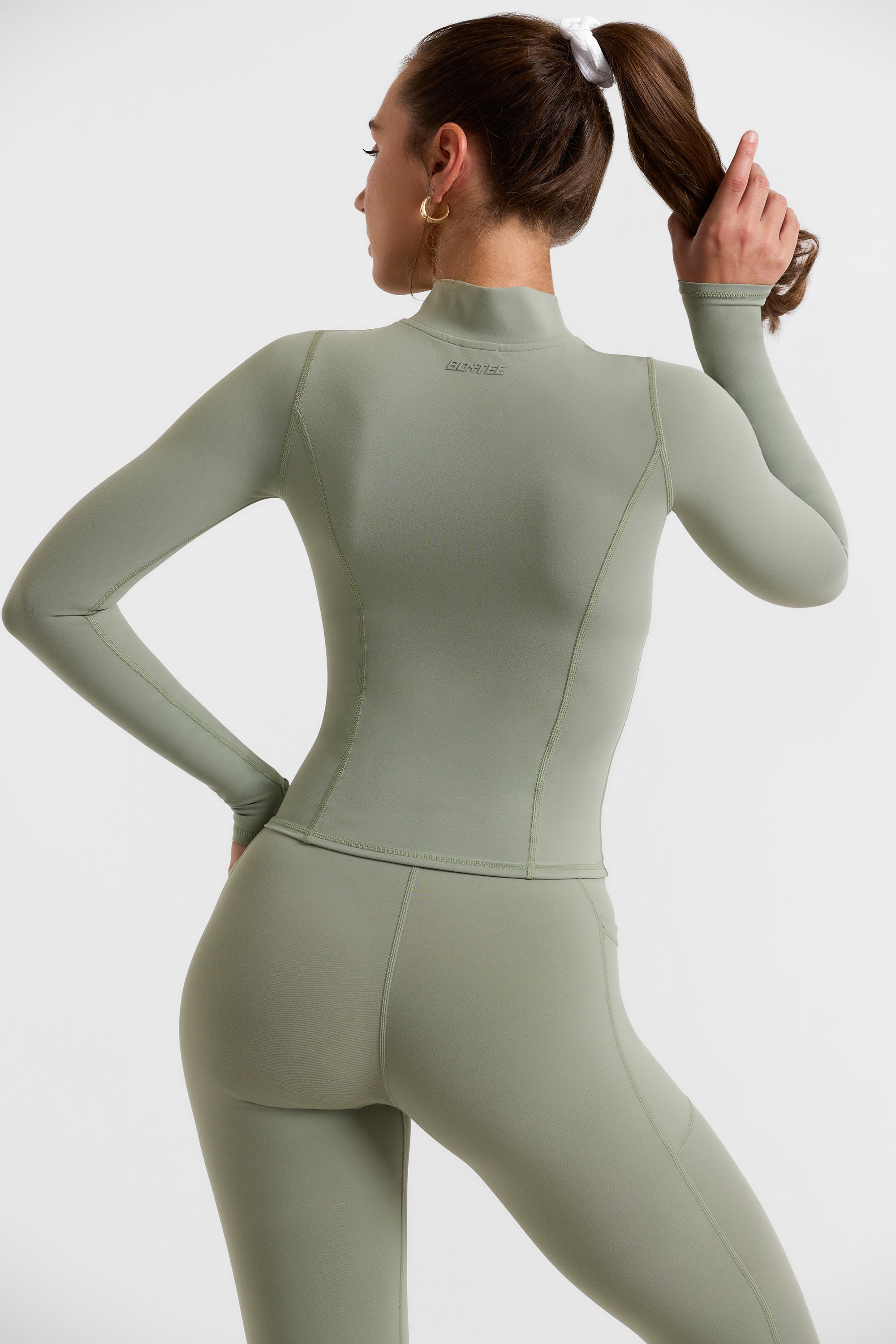 Soft Active Zip-Up Jacket in Khaki