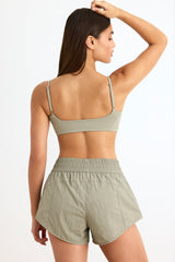 Water-Repellent Elasticated Mini Shorts in Mineral