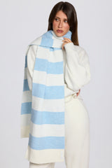 Knit Striped Scarf in Powder Blue