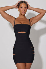 Cut-Out Bodycon Mini Dress in Black