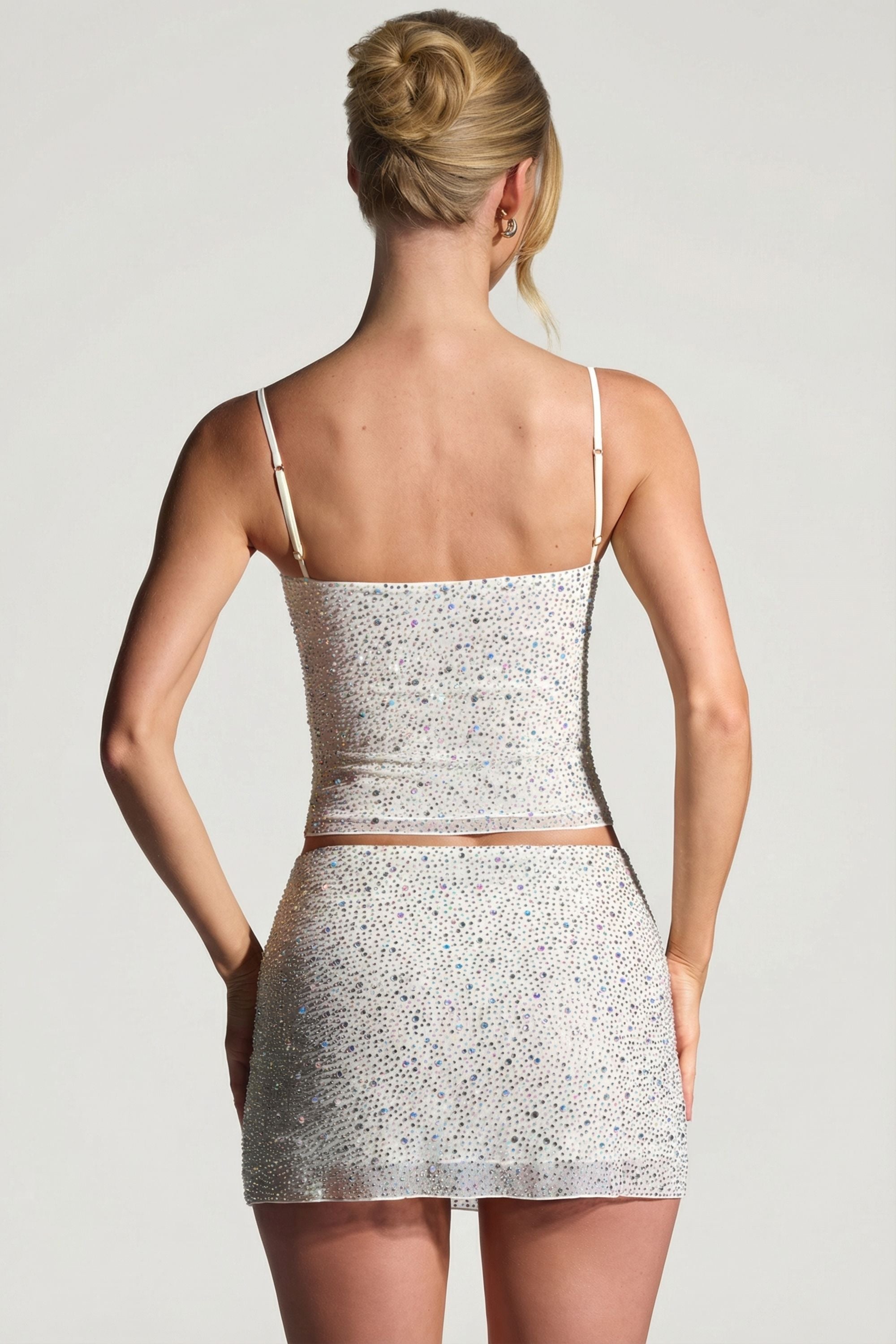 Embellished Micro Mini Skirt in White