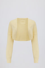 Ribbed-Knit Cropped Shrug in Lemon