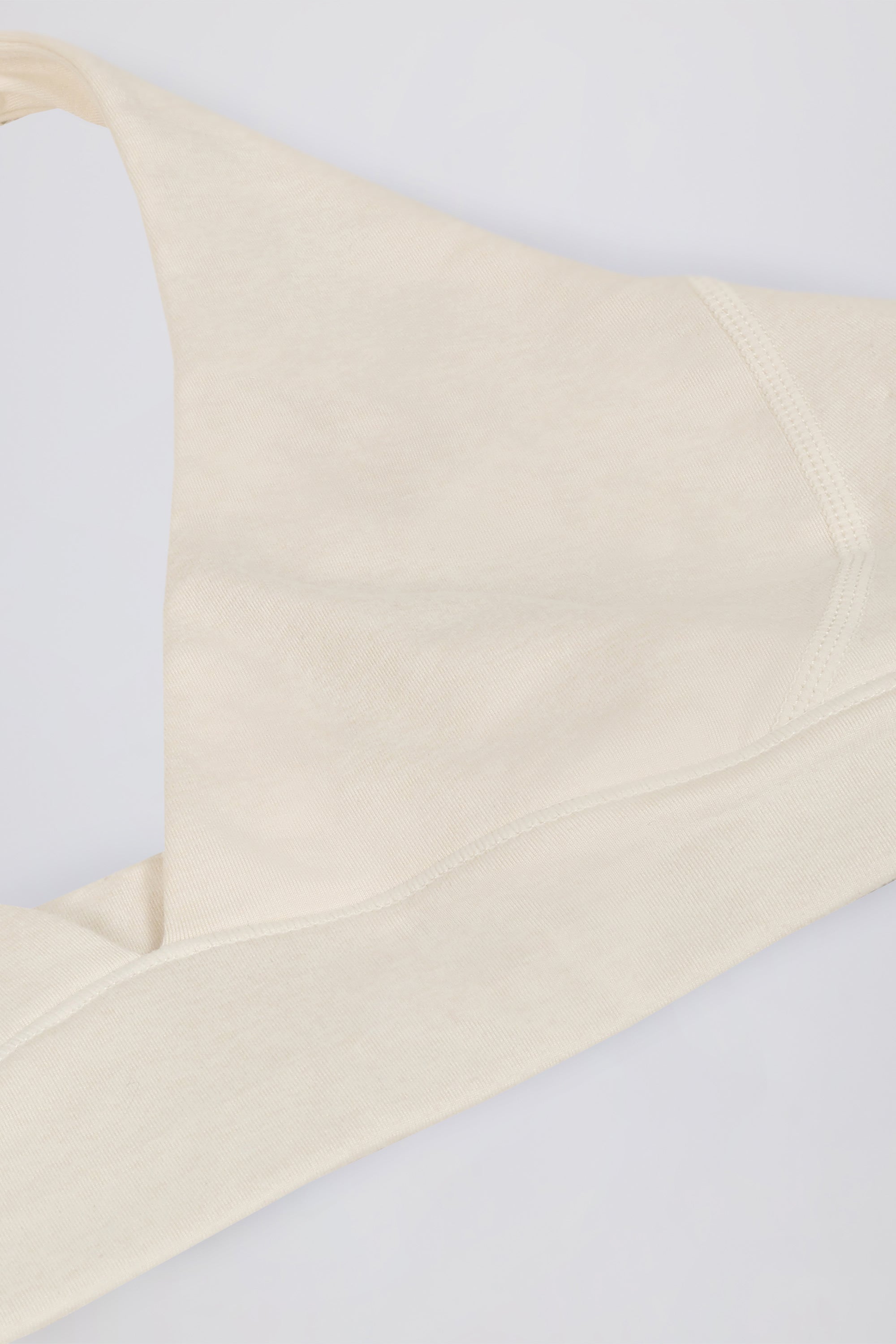 Brushed Jersey V-Neck Sports Bra in Ivory Marl