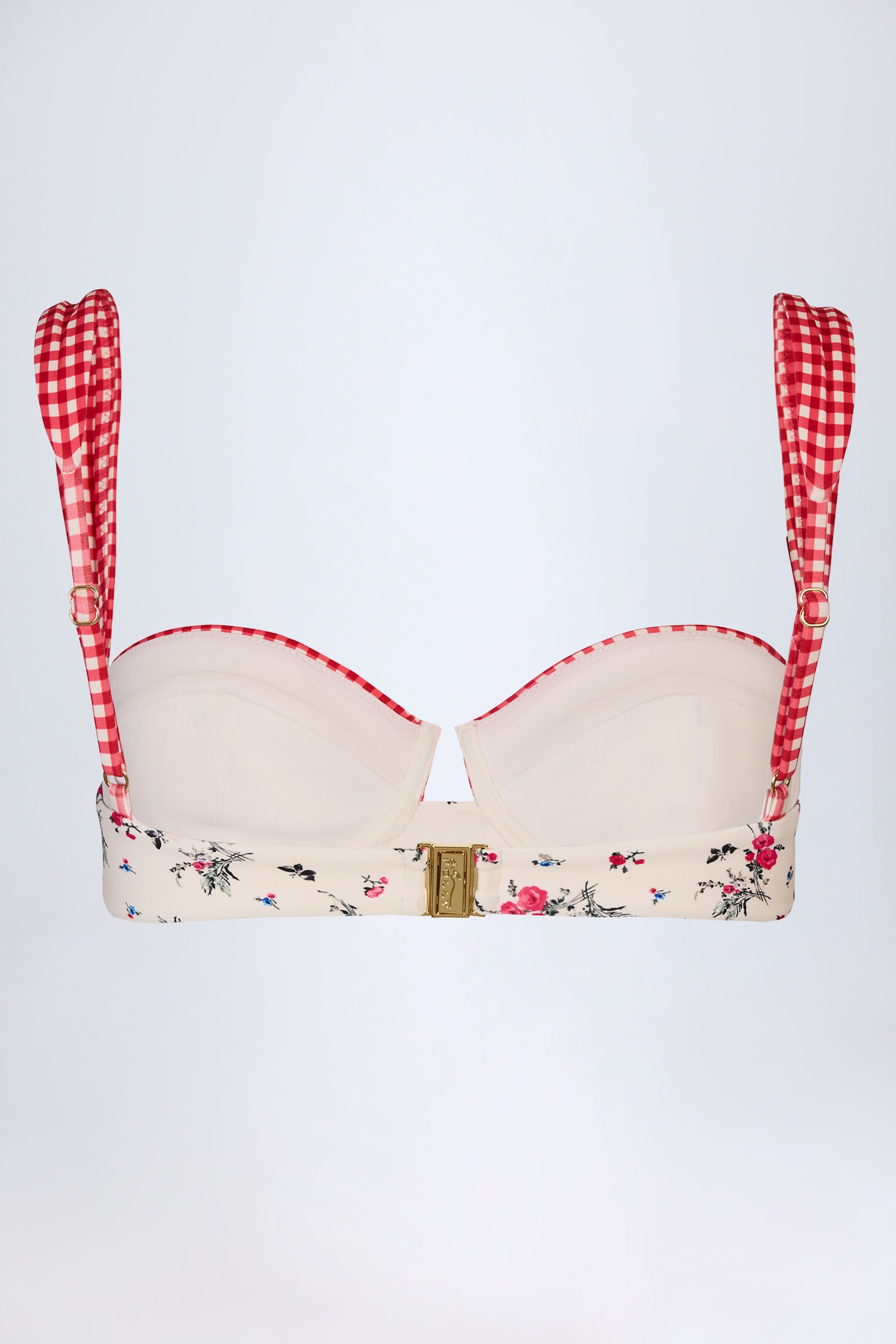 Underwired Balconette Bikini Top in Red Floral